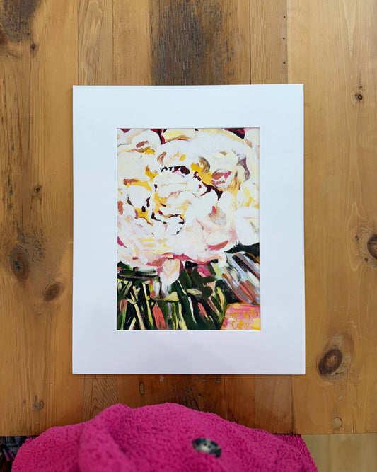"White and Magenta Peony" Fine Art Print | 16 x 20 Inches