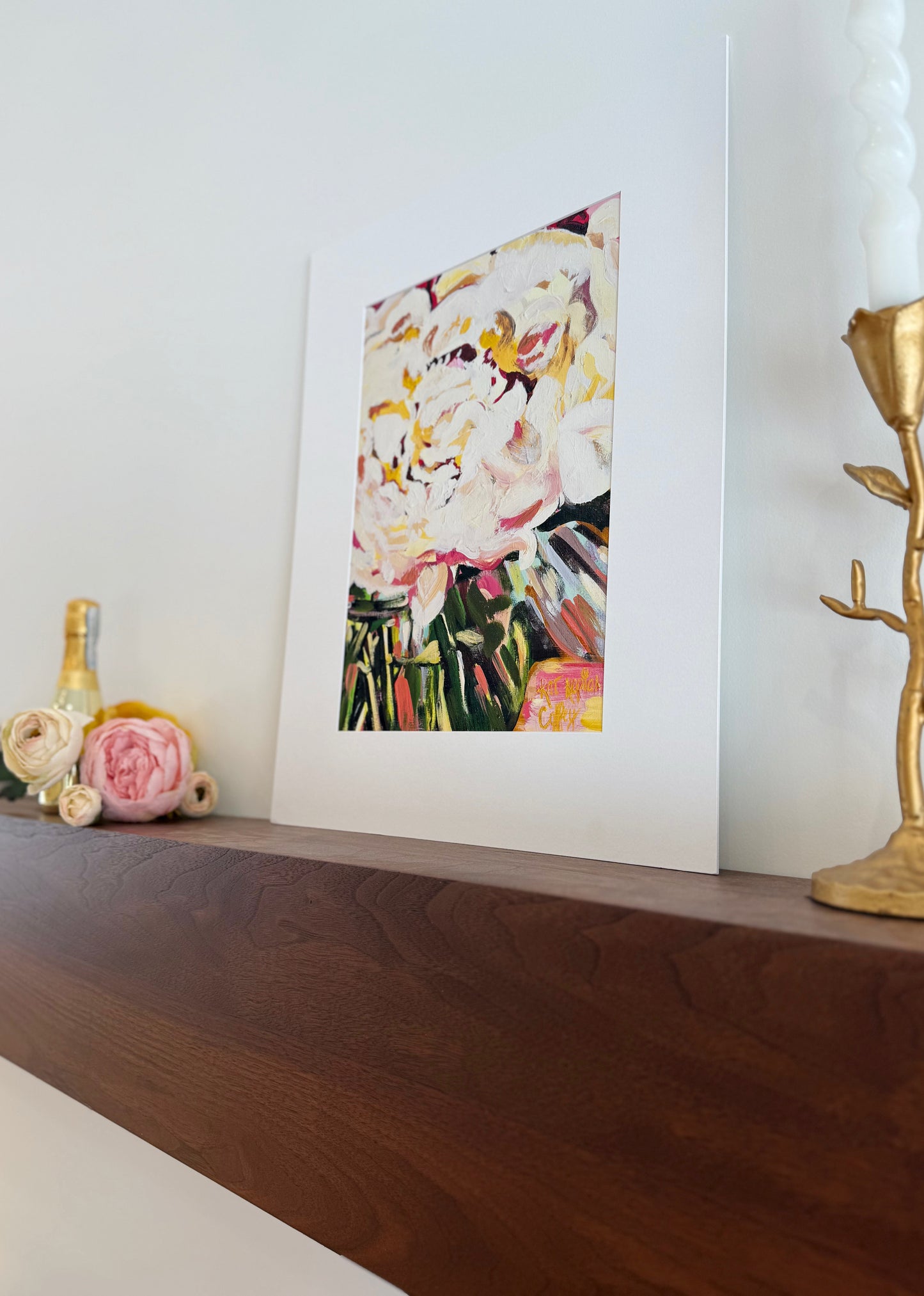 "White and Magenta Peony" Fine Art Print | 16 x 20 Inches