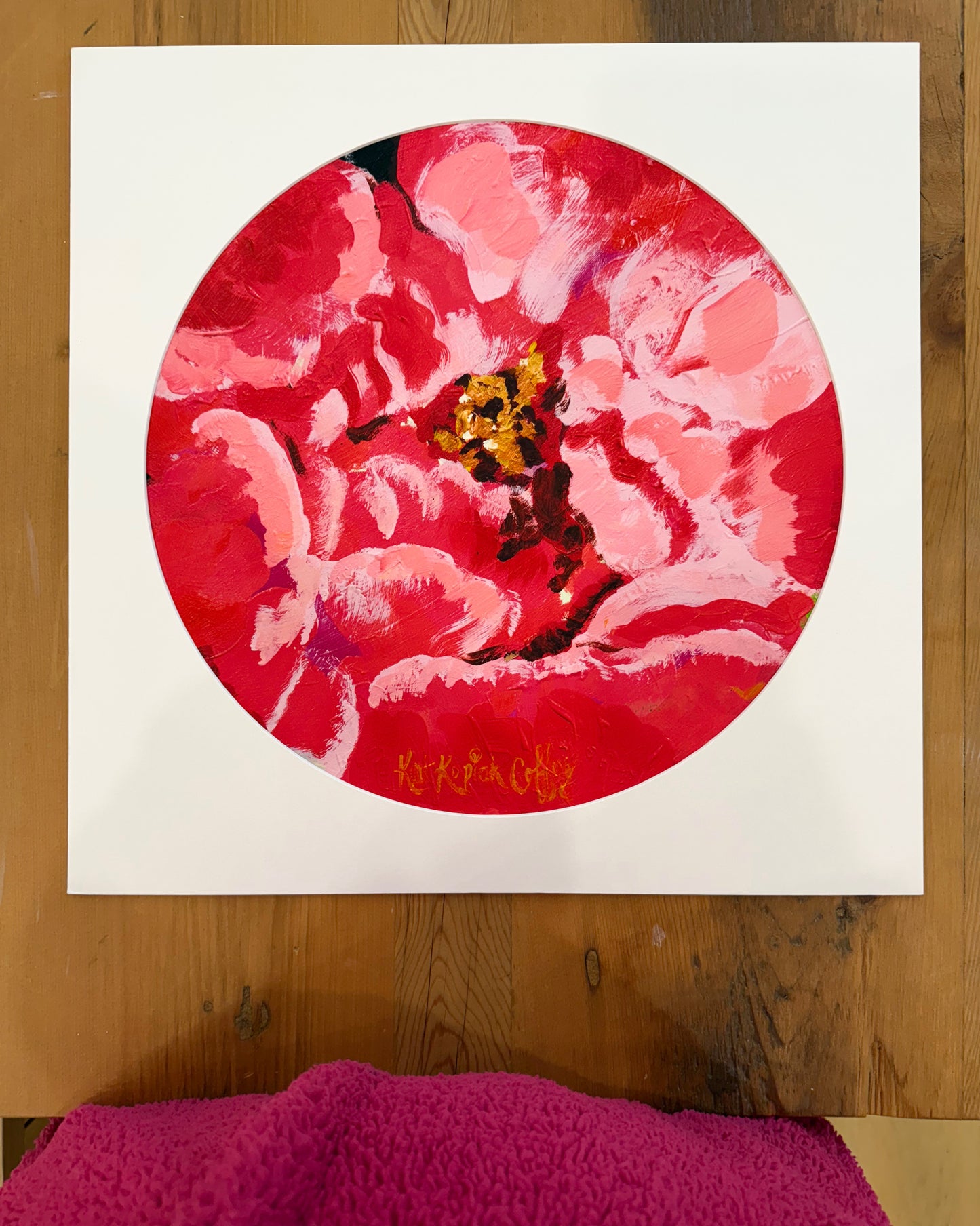 "Coral Peony Bud” Fine Art Print | 18 x 18 Inches