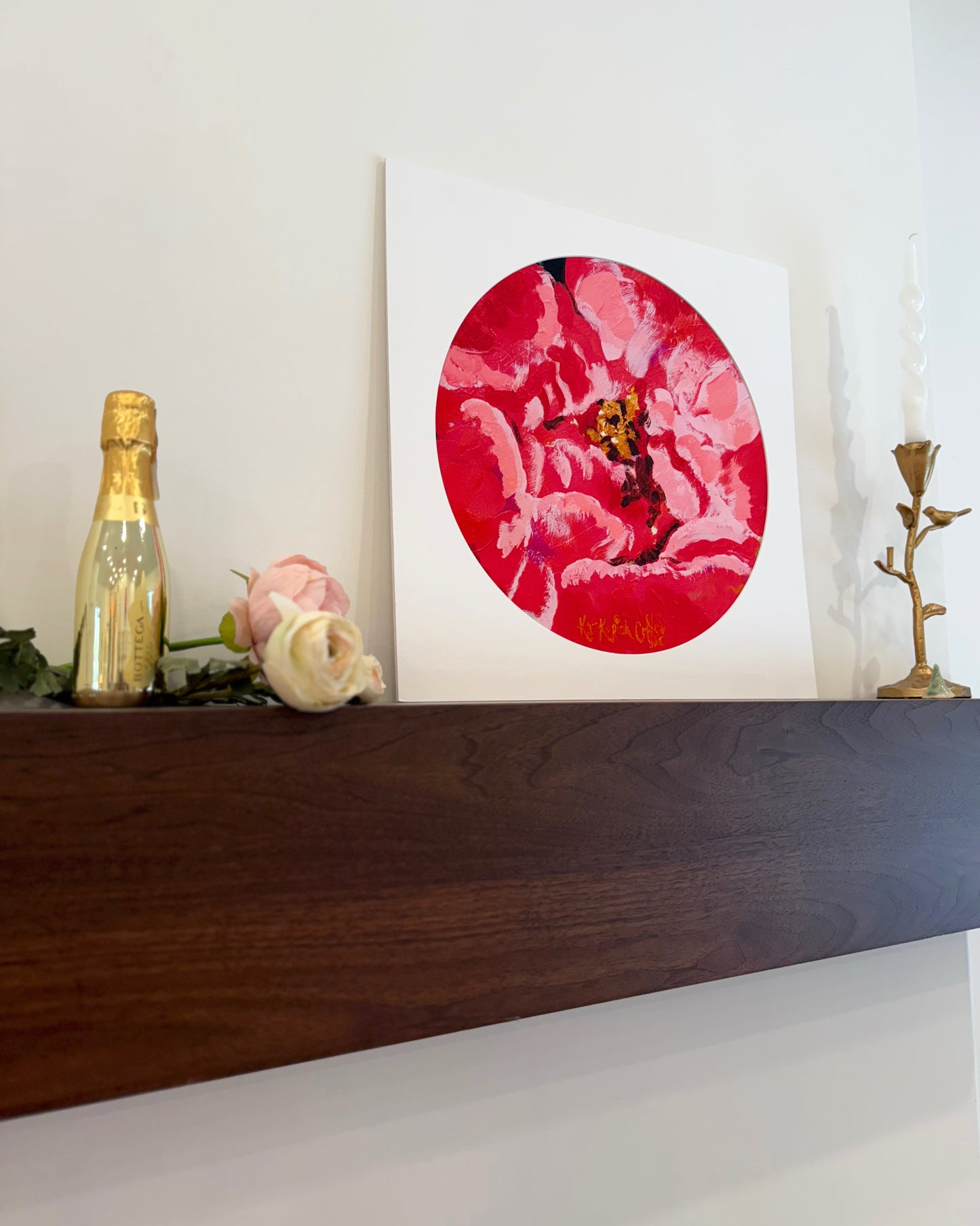 "Coral Peony Bud” Fine Art Print | 18 x 18 Inches
