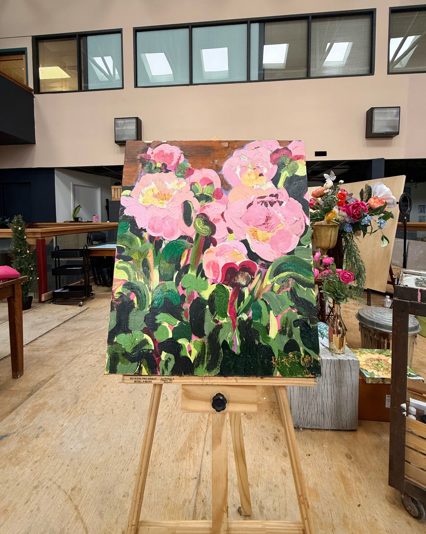 Pink Paris Peonies | Original Acrylic Painting on Birch Panel | 20 x 24 Inches