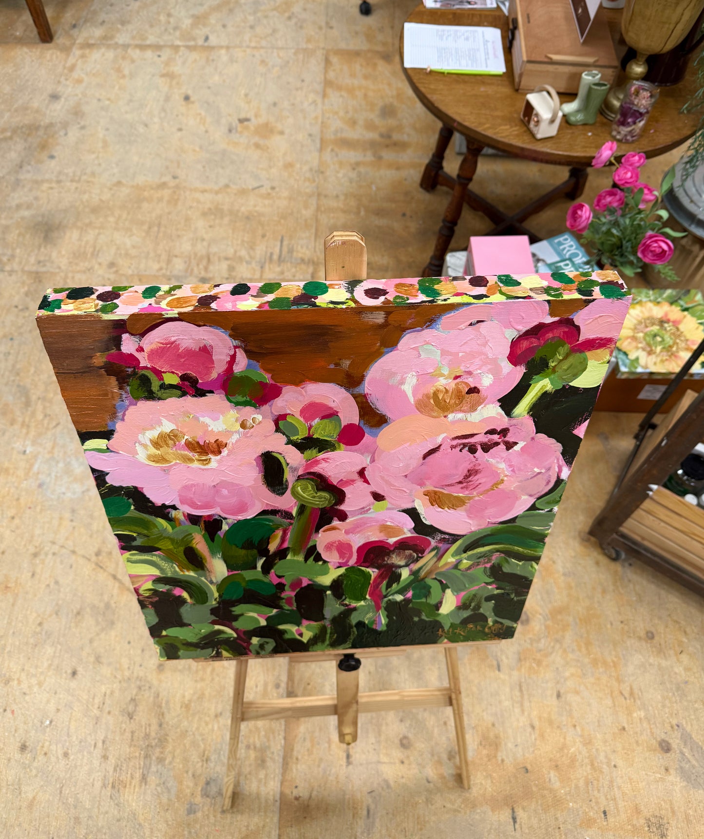 Pink Paris Peonies | Original Acrylic Painting on Birch Panel | 20 x 24 Inches