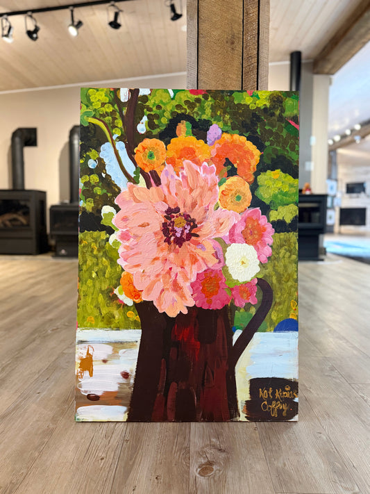 Dazzling Dahlias | Original Acrylic Painting on Birch Panel | 24 x 36 Inches