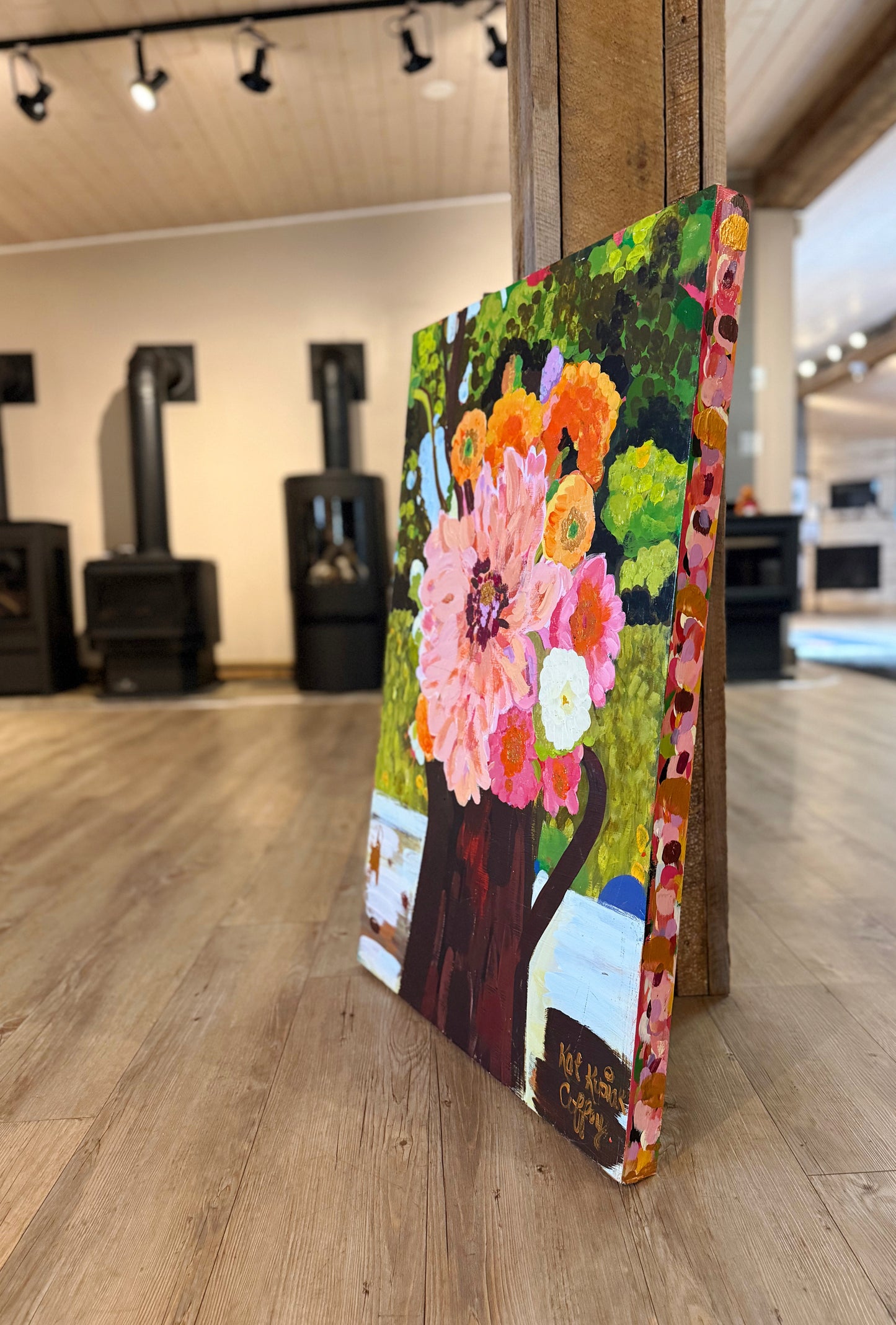 Dazzling Dahlias | Original Acrylic Painting on Birch Panel | 24 x 36 Inches