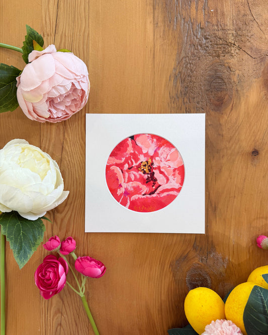 "Coral Peony Bud" Fine Art Print | 6 x 6 Inches