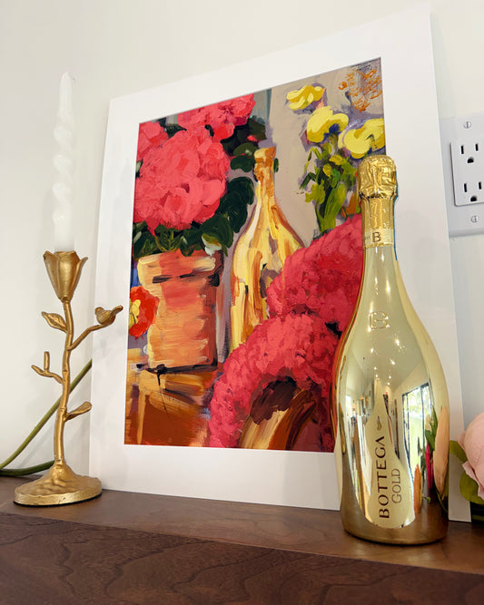 "Punchy Pinks and Prosecco" Fine Art Print | 16 x 20 Inches