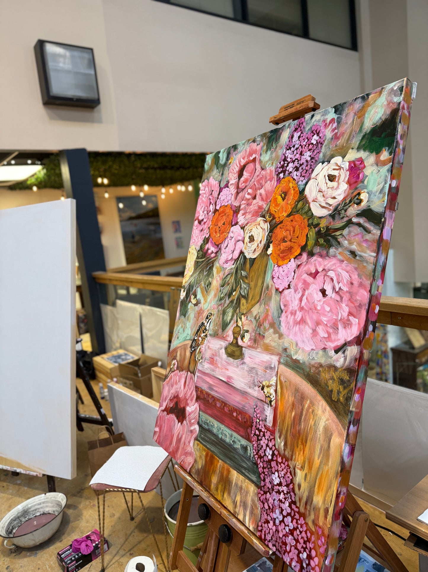 Sing with the Birds, Buzz with the Bees, Bloom with the Flowers | Original Acrylic Painting on Aluminum Panel | 36 x 48 Inches