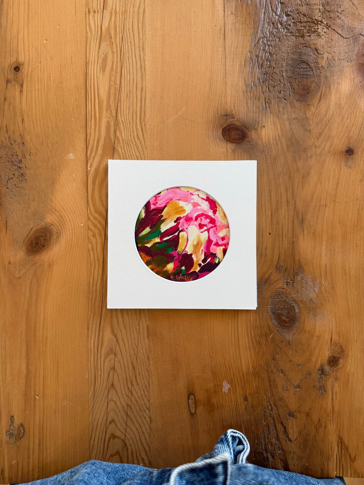 "Candy Stripe Peony Bud" Fine Art Print | 6 x 6 Inches
