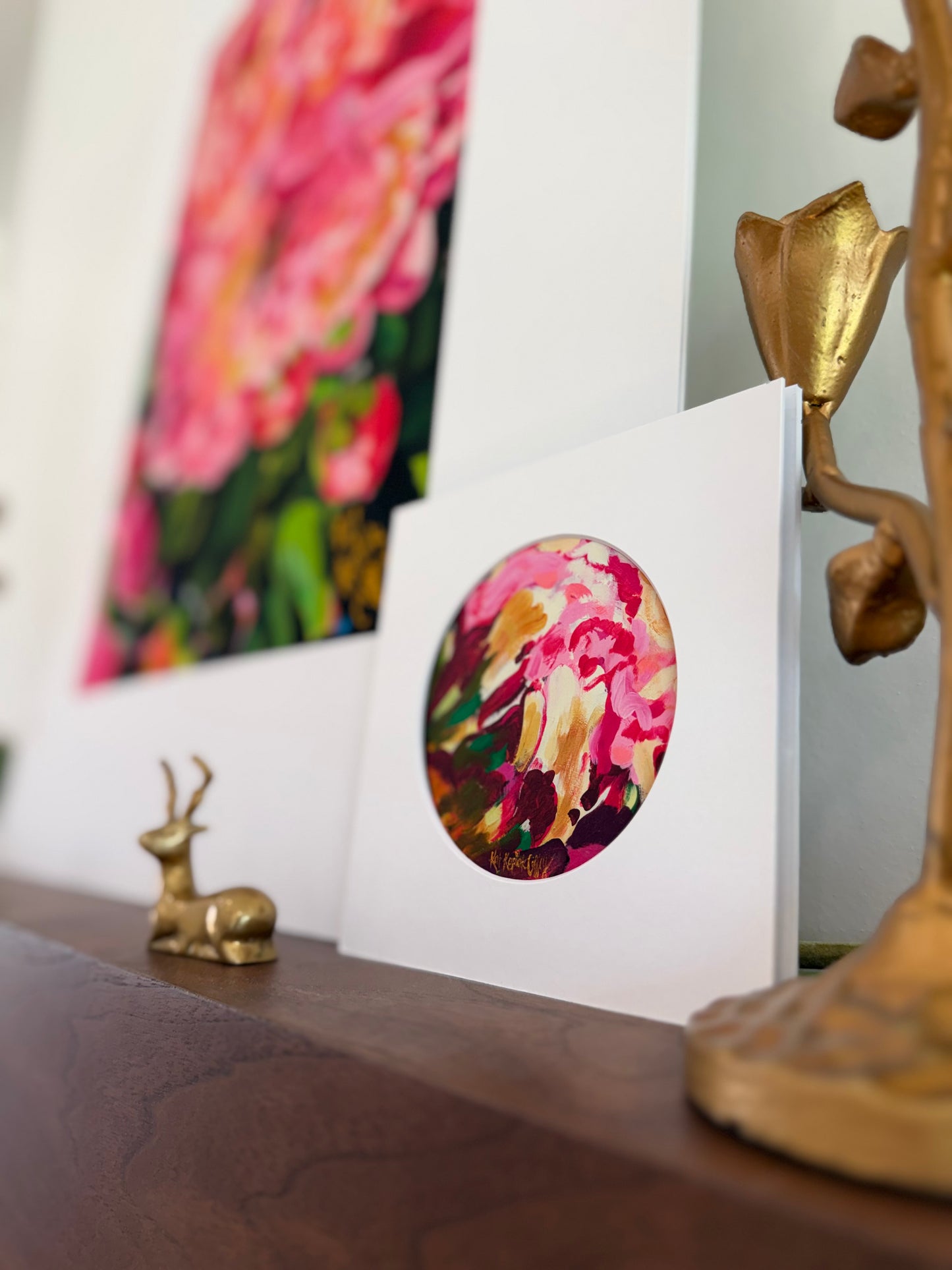 "Candy Stripe Peony Bud" Fine Art Print | 6 x 6 Inches