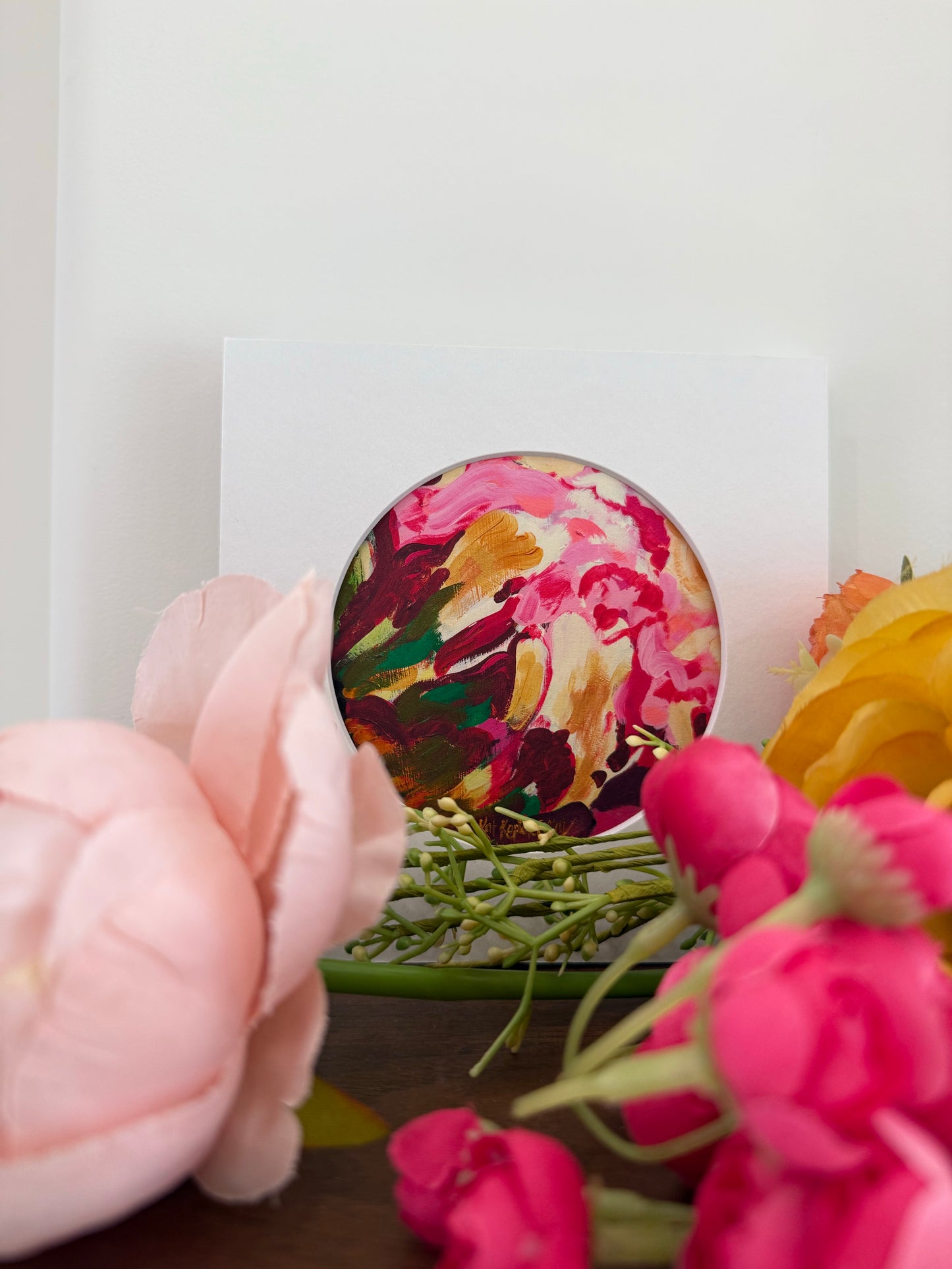 "Candy Stripe Peony Bud" Fine Art Print | 6 x 6 Inches