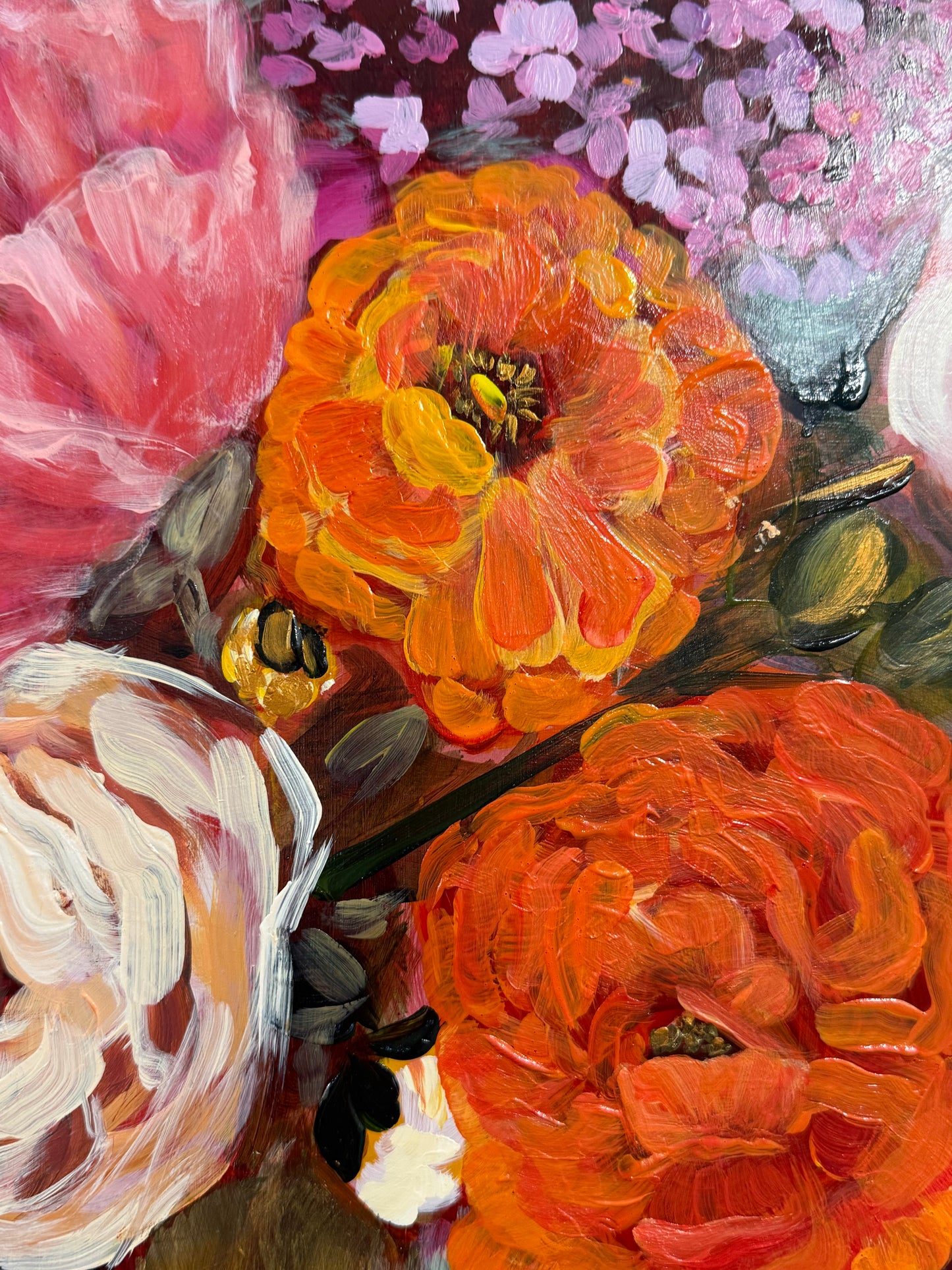 Sing with the Birds, Buzz with the Bees, Bloom with the Flowers | Original Acrylic Painting on Aluminum Panel | 36 x 48 Inches