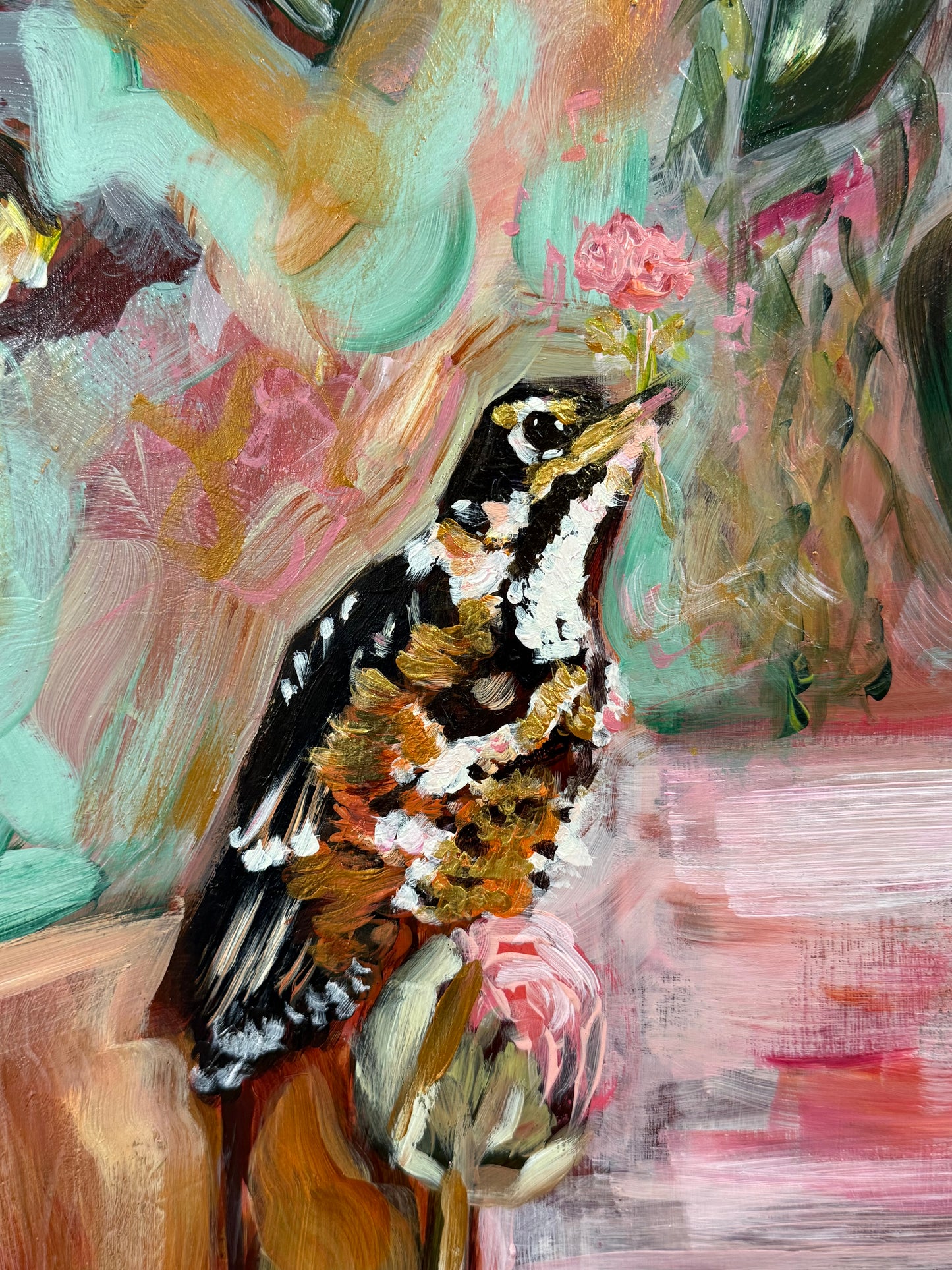 Sing with the Birds, Buzz with the Bees, Bloom with the Flowers | Original Acrylic Painting on Aluminum Panel | 36 x 48 Inches