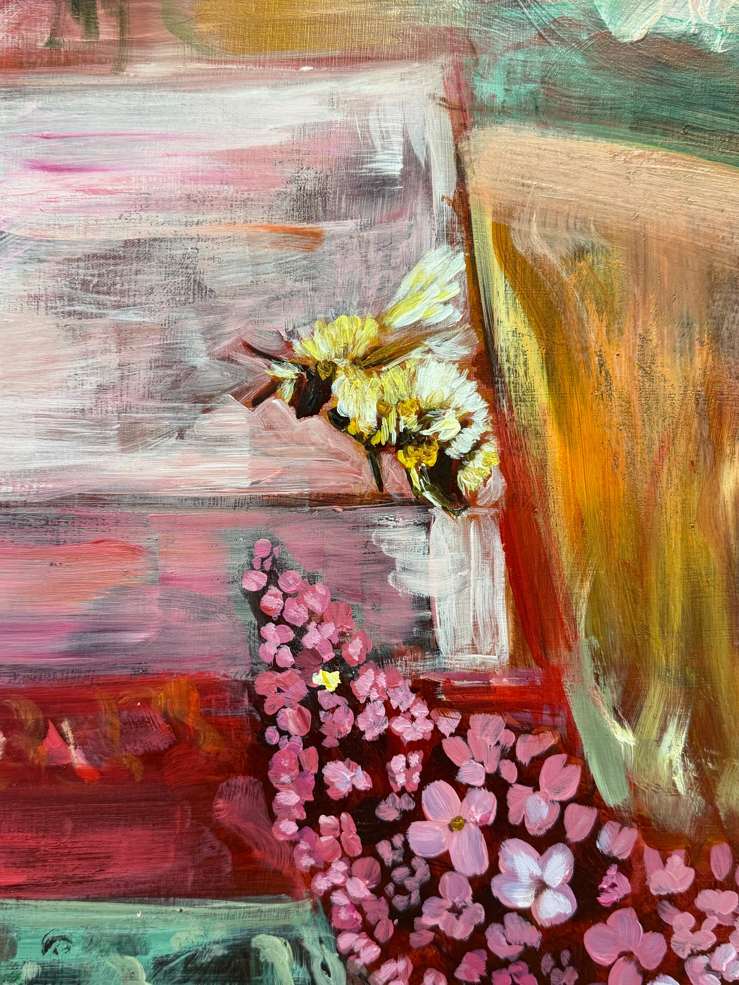 Sing with the Birds, Buzz with the Bees, Bloom with the Flowers | Original Acrylic Painting on Aluminum Panel | 36 x 48 Inches