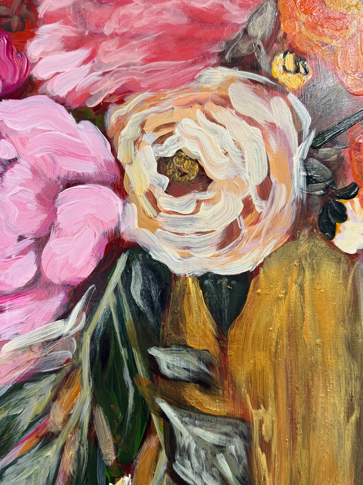 Sing with the Birds, Buzz with the Bees, Bloom with the Flowers | Original Acrylic Painting on Aluminum Panel | 36 x 48 Inches