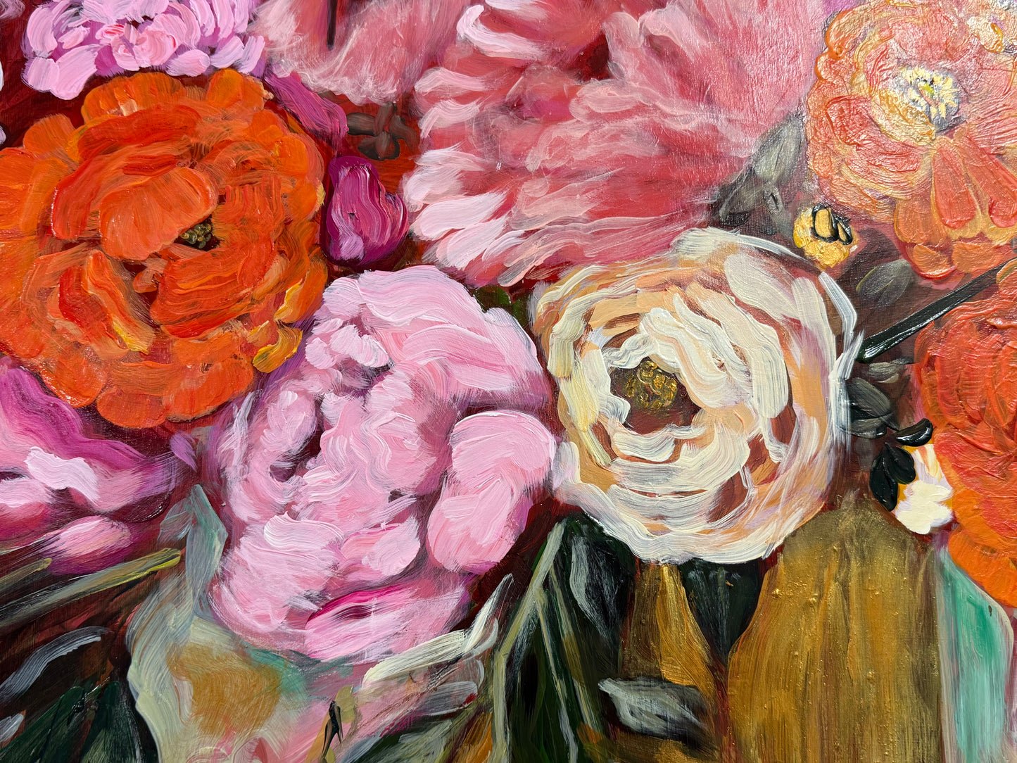 Sing with the Birds, Buzz with the Bees, Bloom with the Flowers | Original Acrylic Painting on Aluminum Panel | 36 x 48 Inches