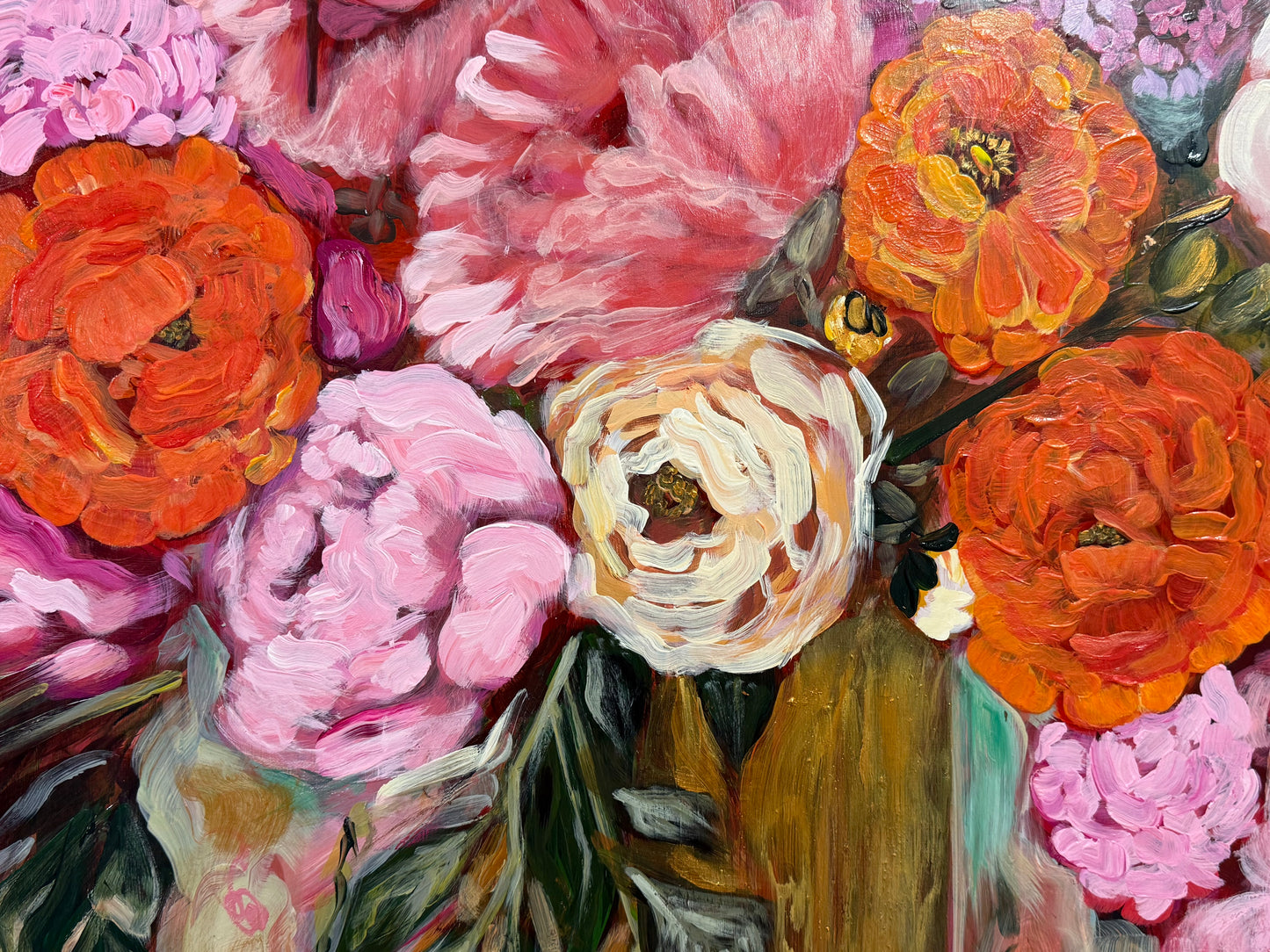 Sing with the Birds, Buzz with the Bees, Bloom with the Flowers | Original Acrylic Painting on Aluminum Panel | 36 x 48 Inches