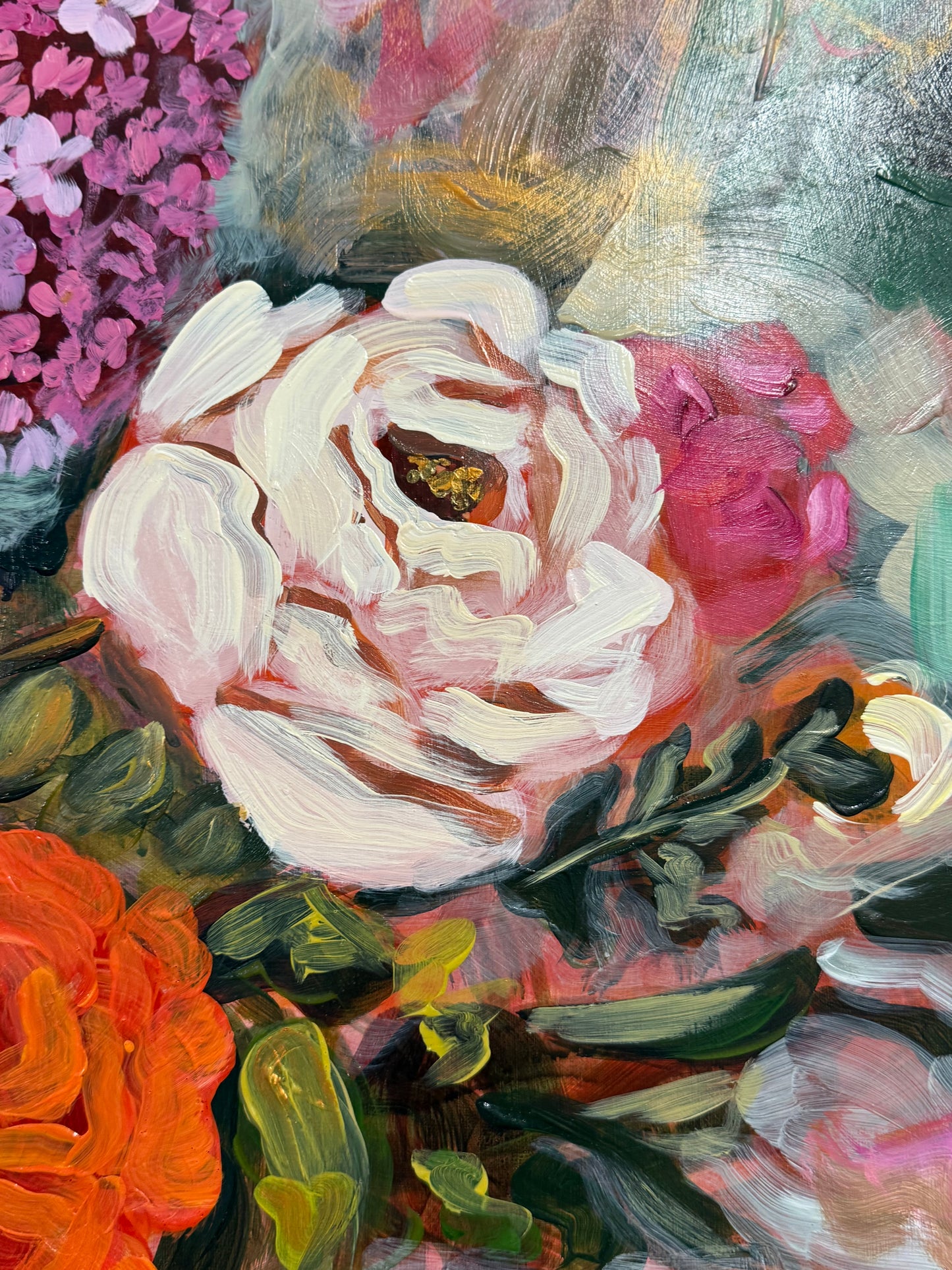 Sing with the Birds, Buzz with the Bees, Bloom with the Flowers | Original Acrylic Painting on Aluminum Panel | 36 x 48 Inches